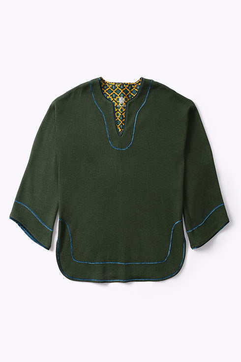 Top in cotton and viscose with round neckline